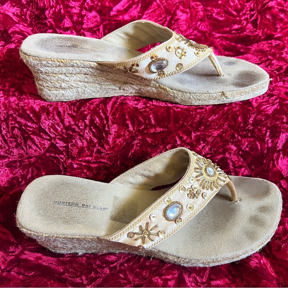 Vintage Montego Bay Club Beaded Espadrille Wedges - Picture 3 of 13